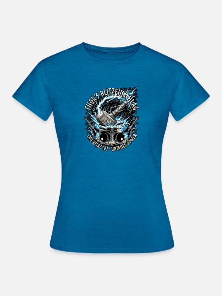 Germanen Thor Hammer Blitz - Frauen T-Shirt - Antikblaues Saphir meliert