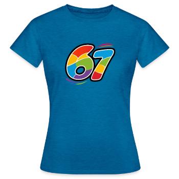 Mosaïque arc-en-ciel 67 - T-shirt Femme - bleu saphir antique chiné - Devant - AI Model Female 172 dark (172cm)