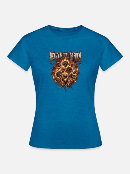 Heavy Metal Garden - Frauen T-Shirt - Antikblaues Saphir meliert