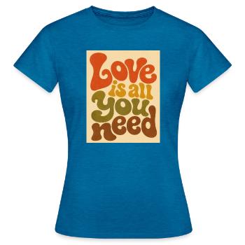 Psychedelic Love Typography - Women's T-Shirt - antique blue sapphire heather - Front - AI Model Female 172 dark (172cm)