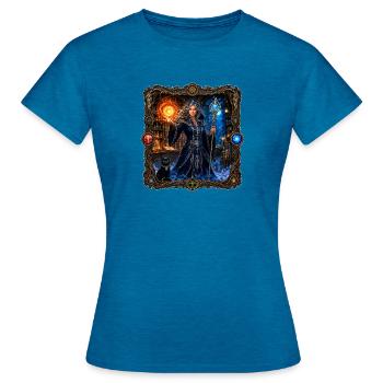sorceress - Women's T-Shirt - antique blue sapphire heather - Front - AI Model Female 172 dark (172cm)