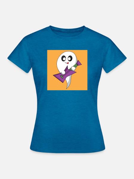 Geist mit violetter Gitarre - Frauen T-Shirt - Antikblaues Saphir meliert
