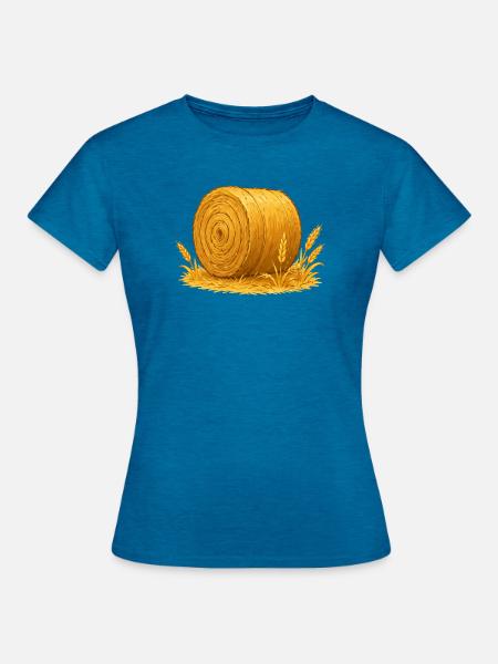 Goldenes Heuballen Motiv - Frauen T-Shirt - Antikblaues Saphir meliert