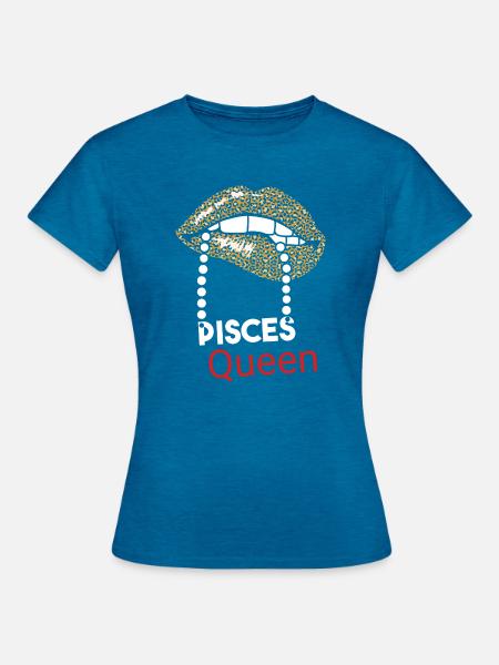 Sternzeichen Fische - Frauen T-Shirt - Antikblaues Saphir meliert