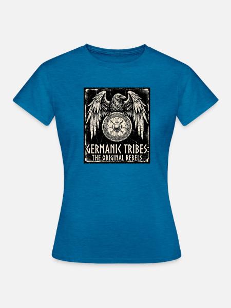 Germanen Rebellen Runen - Frauen T-Shirt - Antikblaues Saphir meliert
