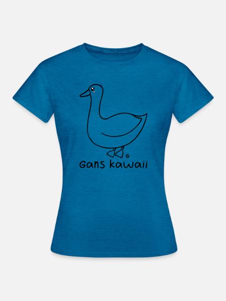 Gans kawaii - Frauen T-Shirt - Antikblaues Saphir meliert