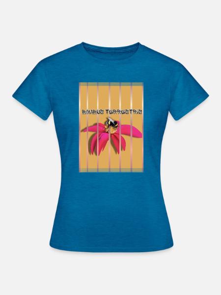 Bombus Terrestris auf Blüte - Frauen T-Shirt - Antikblaues Saphir meliert
