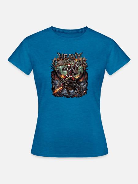 Heavy Metal Christmas Dämon - Frauen T-Shirt - Antikblaues Saphir meliert