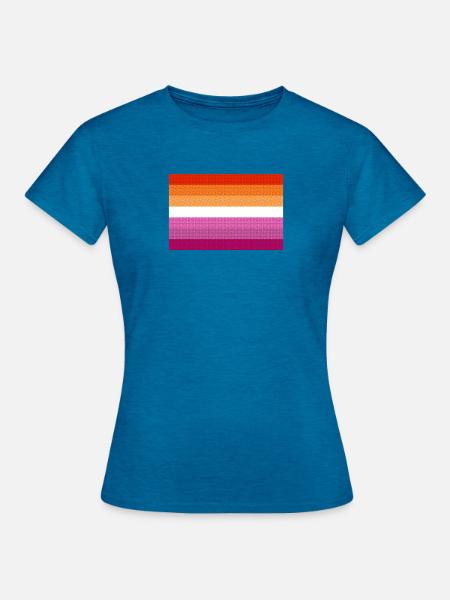 Lesbische Flagge - Frauen T-Shirt - Antikblaues Saphir meliert