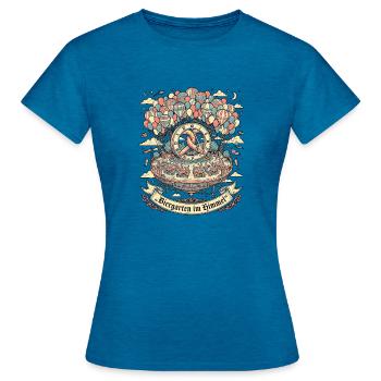 Biergarten im Himmel - Frauen T-Shirt - Antikblaues Saphir meliert - Vorne - AI Model Female 172 dark (172cm)