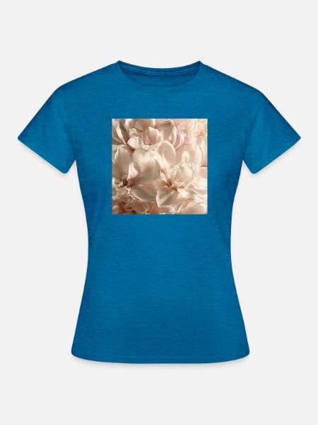Pastellblütenblätter rosa cremefarben - Frauen T-Shirt - Antikblaues Saphir meliert