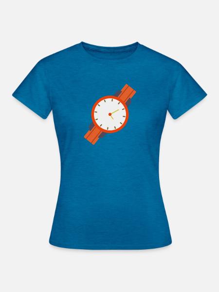 Armbanduhr - Frauen T-Shirt - Antikblaues Saphir meliert