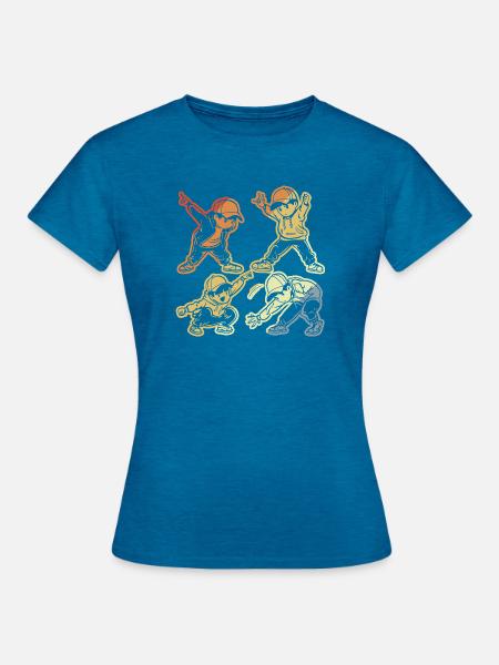 Cartoon B-Boy - Frauen T-Shirt - Antikblaues Saphir meliert