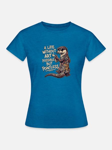 Graffiti Tattoo Kunst Otter - Frauen T-Shirt - Antikblaues Saphir meliert