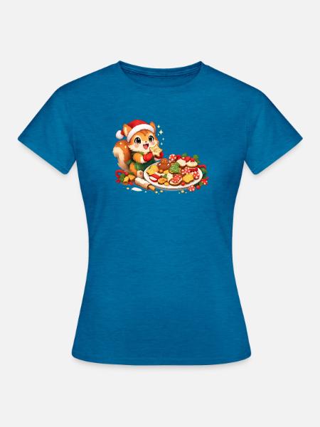 Niedliches Eichhörnchen Mit - Frauen T-Shirt - Antikblaues Saphir meliert