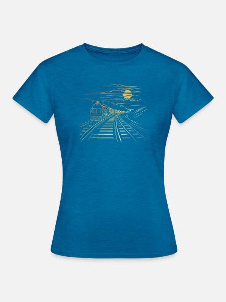 Eisenbahn Retro Stil - Frauen T-Shirt - Antikblaues Saphir meliert