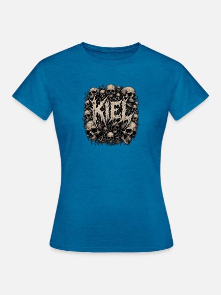 Kiel Death Metal Schädel - Frauen T-Shirt - Antikblaues Saphir meliert