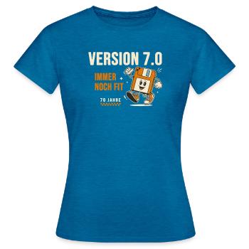 70. Geburtstag Informatiker Version 7.0 - Frauen T-Shirt - Antikblaues Saphir meliert - Vorne - AI Model Female 172 dark (172cm)