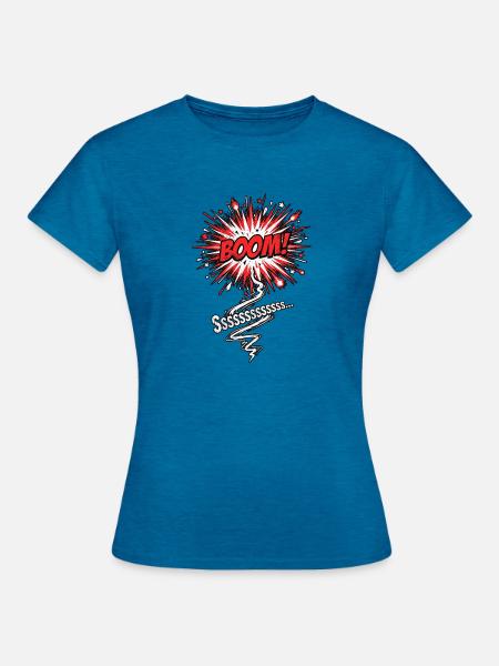 Silvester Effekt Pyro - Frauen T-Shirt - Antikblaues Saphir meliert