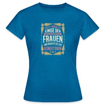 Intelligente Frauen Werden Konditorin - Frauen T-Shirt - Antikblaues Saphir meliert - Vorne - AI Model Female 172 dark (172cm)