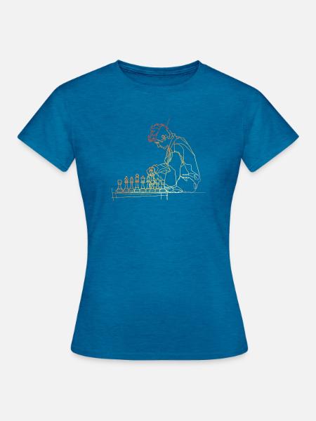 90er Schachspieler - Frauen T-Shirt - Antikblaues Saphir meliert