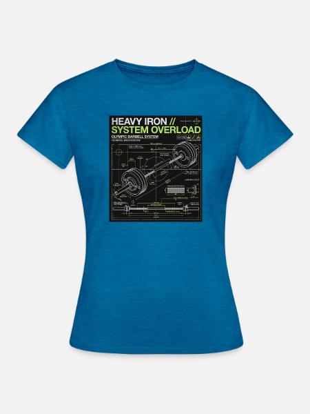 Schwermetall Blueprint - Frauen T-Shirt - Antikblaues Saphir meliert
