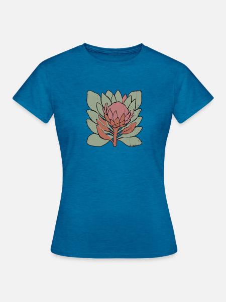 Protea in Schichten - Frauen T-Shirt - Antikblaues Saphir meliert