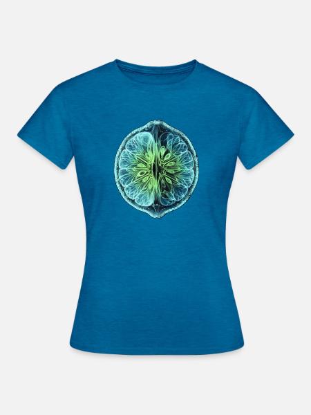 Limette Röntgen Design - Frauen T-Shirt - Antikblaues Saphir meliert