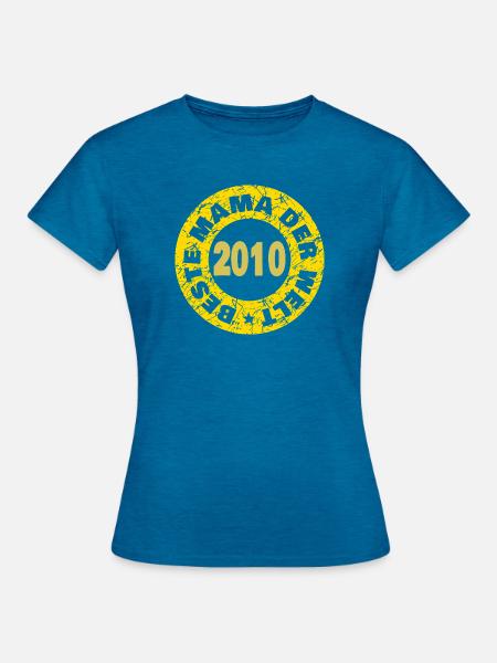 2010 - Frauen T-Shirt - Antikblaues Saphir meliert
