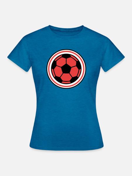 Fussball Ball Kreis Logo - Frauen T-Shirt - Antikblaues Saphir meliert