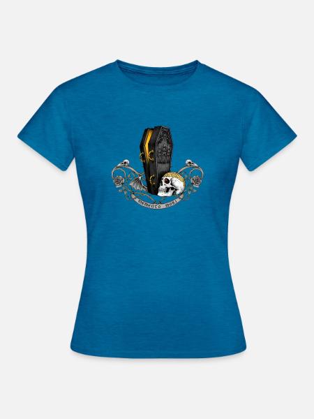 Memento Mori Sargskull Gothic - Frauen T-Shirt - Antikblaues Saphir meliert