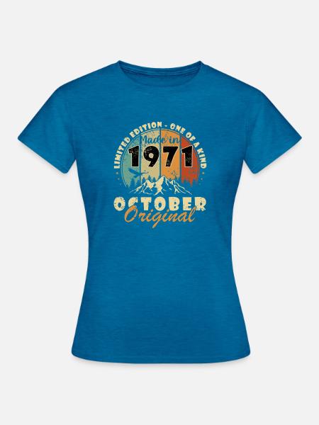 55. Geburtstag Geschenk Mann Best of Oktober 1971 - Frauen T-Shirt - Antikblaues Saphir meliert