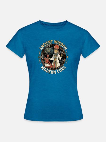 Arzt Stethoskop Horusauge - Frauen T-Shirt - Antikblaues Saphir meliert