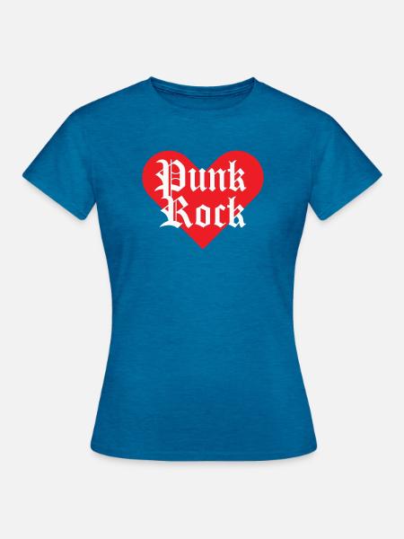 Punk Rock Herz - Frauen T-Shirt - Antikblaues Saphir meliert