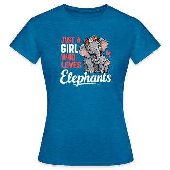 Leicht abgelenkt vom wilden Elefanten-Safari-Tier - Frauen T-Shirt - Antikblaues Saphir meliert - Vorne - AI Model Female 172 dark (172cm)