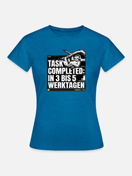 Büro Faultier - Frauen T-Shirt - Antikblaues Saphir meliert