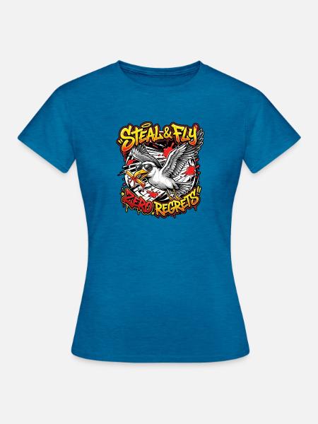 Pommes Möwe - Frauen T-Shirt - Antikblaues Saphir meliert