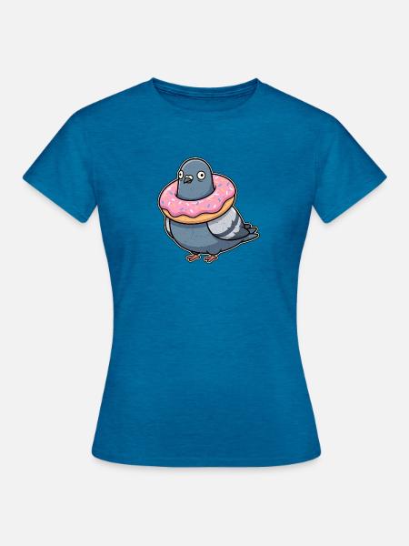 Donut Taube - Frauen T-Shirt - Antikblaues Saphir meliert