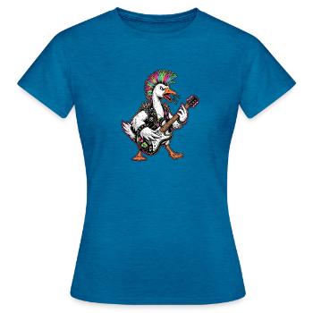 Punker Gans - Frauen T-Shirt - Antikblaues Saphir meliert - Vorne - AI Model Female 172 dark (172cm)