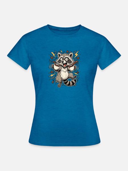 ADHS Kaffee Waschbär - Frauen T-Shirt - Antikblaues Saphir meliert