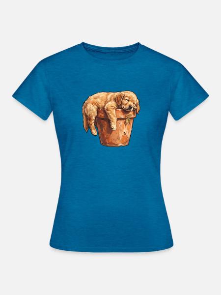 Siesta Welpe - Frauen T-Shirt - Antikblaues Saphir meliert