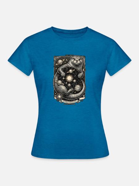 Otter Kosmos - Frauen T-Shirt - Antikblaues Saphir meliert
