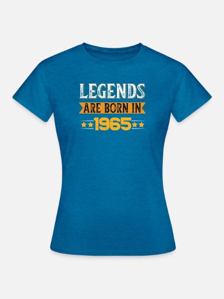 Birthday born in 1965 - Frauen T-Shirt - Antikblaues Saphir meliert