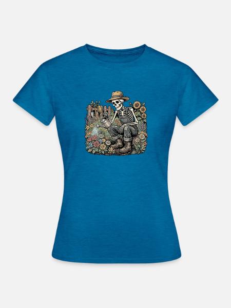 Garten Skelett - Frauen T-Shirt - Antikblaues Saphir meliert
