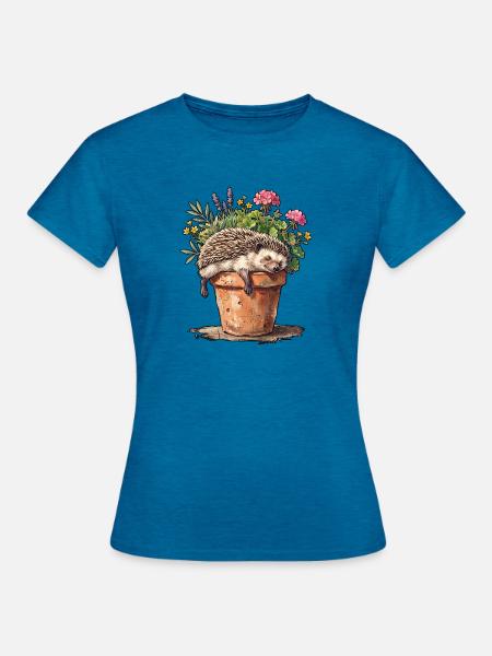 Siesta Igel - Frauen T-Shirt - Antikblaues Saphir meliert