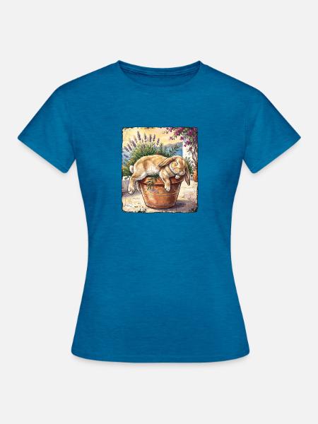 Siesta Kaninchen - Frauen T-Shirt - Antikblaues Saphir meliert