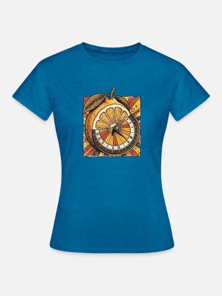 Zitrone Uhr - Frauen T-Shirt - Antikblaues Saphir meliert