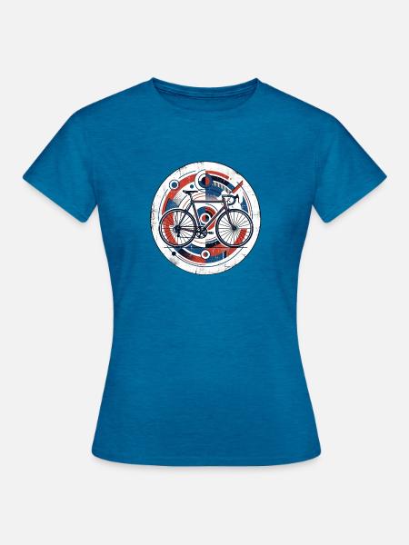 Rennrad Emblem - Frauen T-Shirt - Antikblaues Saphir meliert