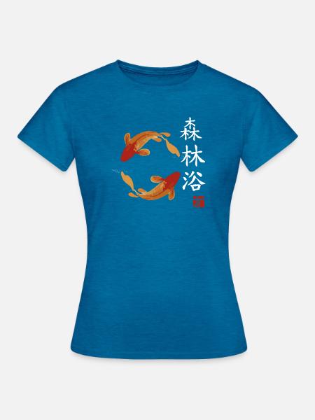 japan Fische japanisch anime asiatisch - Frauen T-Shirt - Antikblaues Saphir meliert