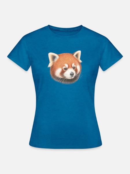 Kopfporträt des roten Pandas - Frauen T-Shirt - Antikblaues Saphir meliert